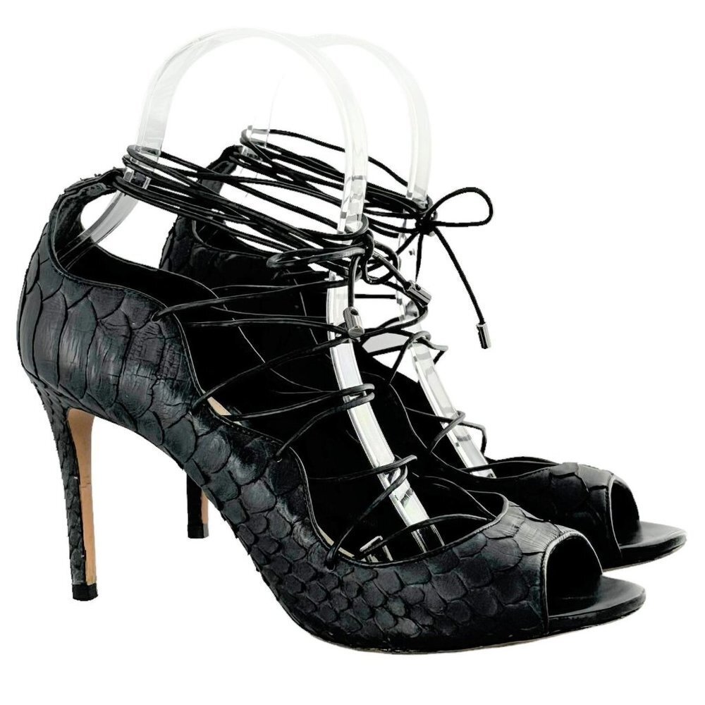 Alexandre Birman Donna Black Python Textured Leat… - image 2